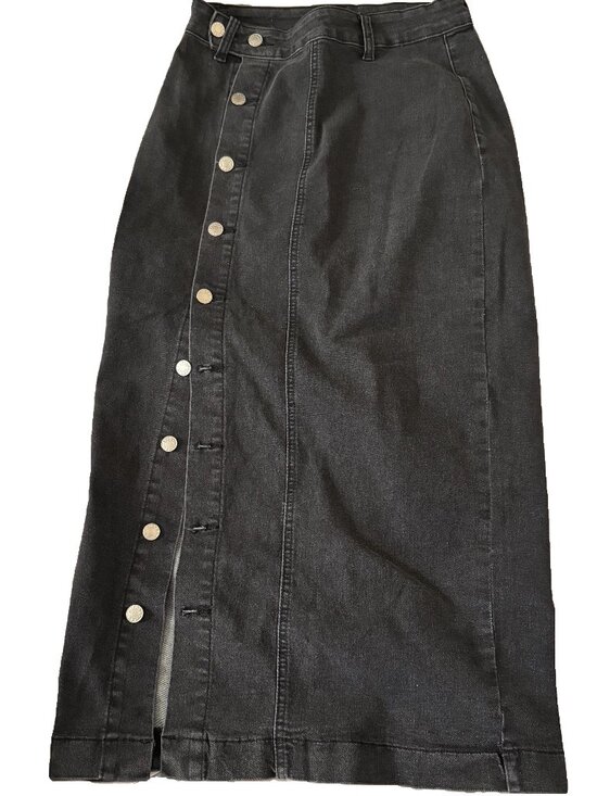 Dresses & Skirts - dark grey Denim Button Front Maxi Skirt M